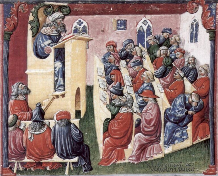Medioevo_Rappresentazione di una lezione universitaria verso il 1350_Parabellumhistory